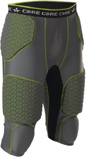 Alleson Athletic Men's Integrated 7 Padded Football Girdle charcoal lime color